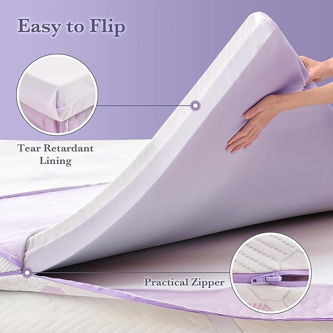 SINWEEK 3 Inch Memory Foam Mattress Topper King Size, Soft and Medium Mattress Pad for Back Pain Relief, High Density Foam Bed Topper with Textured Cover, CertiPUR-US Certified
