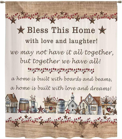 Farmhouse Sheer Curtains 96 Inch Length Country Star Barn Berry Brown Wood Plank Chiffon Curtain for Bedroom Living Room Light Filtering Rod Pocket Window Treatments Voile Curtains Drapes for Dining