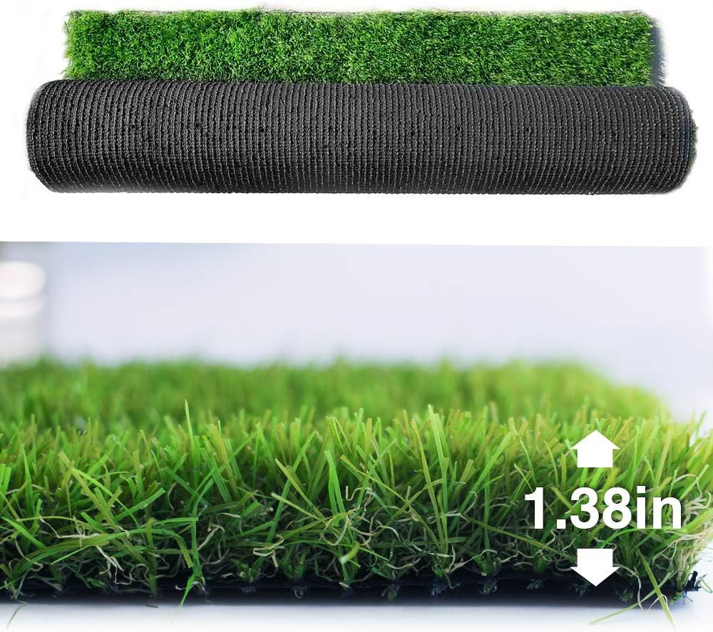 Petgrow Synthetic Artificial Grass Turf Lawn 3 x 47ft, 1.38" Outdoor/Indoor Fake Grass Rug Astroturf for Dogs,Faux Grass Rug with Drainage Holes/Custom Size Provided