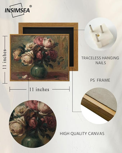 InSimSea Framed Wall Art for Living Room Flower Art Home Decor Framed Vintage Botanical Prints Rustic Farmhouse Wall Decor Mid Century Modern Decor Art Prints Floral Home Decor for Bedroom 11x14in