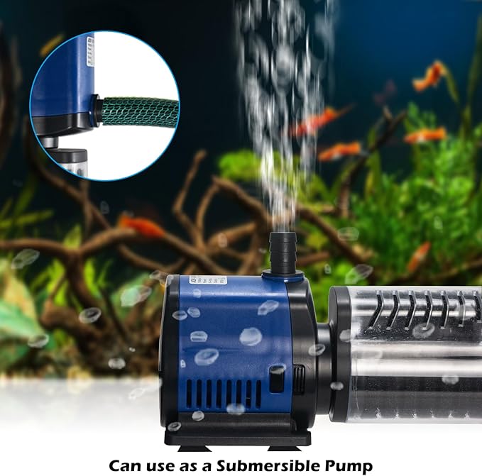 TARARIUM Aquarium Filter Powerful 260GPH for 35-75 Gallon Fish Tank Small Pond Fountain, Wave-Maker Submersible Water Pump Turtle Tank Filter for Saltwater & Freshwater System