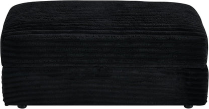 Modern Corduroy Sofa Storage Ottoman, Upholstered Memory Foam Footrest (Black Footrest)