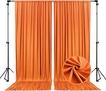 10 x 7 Feet Orange Backdrop Curtain for Partie, Background Curtains for Photoshoot, Birthday, Wedding, Halloween, Thanksgiving, Christmas, New Year Party Decorations 5Ft x 7Ft, 2 Panels