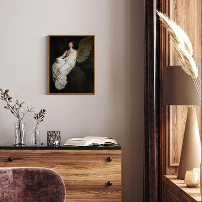 InSimSea Framed Wall Art for Living Room Dark Academia Wall Art Decor Canvas Prints Home Decor Stevenson Angel Vintage America Country Memorial Classical Oil Painting Wall Decor for Bedroom 11x14in