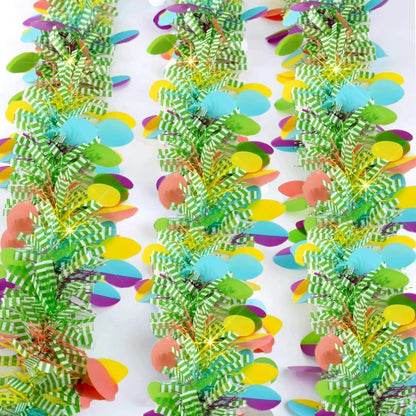 33 Feet Easter Tinsel Garland, Colorful Egg Tinsel Garland Shiny Hanging Metallic Glitter Spring Garland for Easter Party Door Tree Garlands Decorations(1Pcs)