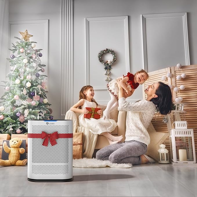 Air Purifiers for Home Large Room Cover 2,100 Ft²,Home Air Purifier with Air Quality Monitor & Aromatherapy,Auto H13 Air Purifier Removes Pets Hair Dust Smoke Odor,with 7 Colors Light(White)