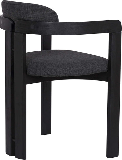 Armen Living Jazmin Contemporary Dining Chair in Black Brushed Wood Finish and Charcoal Fabric - Set of 6