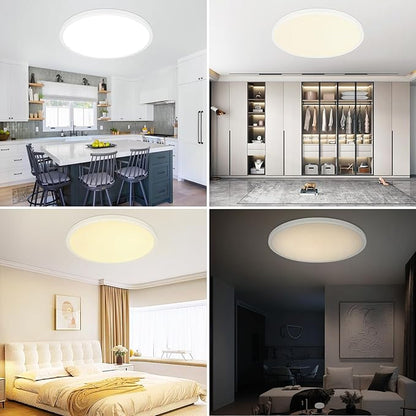 20 Inch Led Flush Mount Ceiling Light Fixture Dimmable with Remote Control, White, Ultra Thin, 48W 4800Lumen, for Bedroom, Living Room, Kitchen, Dining Room, Home Office