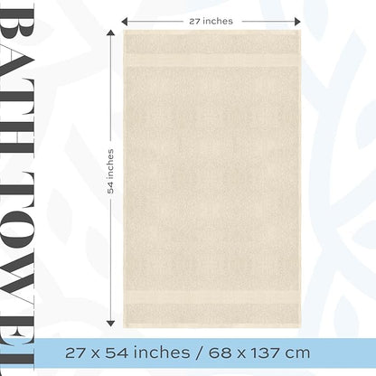 White Classic Luxury Bath Towels Set of 4 Large - 700 GSM Cotton Ultra Soft Bath Towels 27x54 | Highly Absorbent and Quick Dry | Hotel Towels for Bathroom Luxury, Plush Shower Towels, Ivory