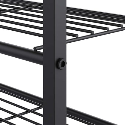 Yusong Shoe Rack Organizer, 5 Tier Industrial Shoe Storage Shelf, Narrow Sturdy Metal Shoe Shelves for Closet Entryway, Rustic Brown