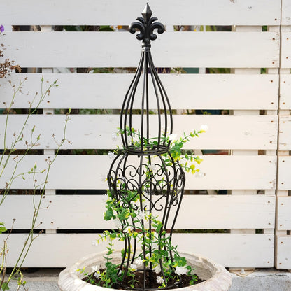 Obelisk Metal Garden Trellis for Climbing Plants - 29.5 in by 6.3 in Durable Iron Structure, Easy Assembly, Perfect for Potted Vines & Roses - Modern Vertical Gardening Support