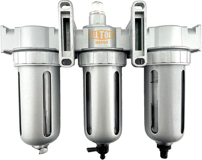 3/8" NPT MID FLOW 3 Stages Filter Coalescing Desiccant Dryer System For Compressed Air Lines, Poly Bowls, Great For Paint Spray And Plasma Cutter (AUTO DRAIN)
