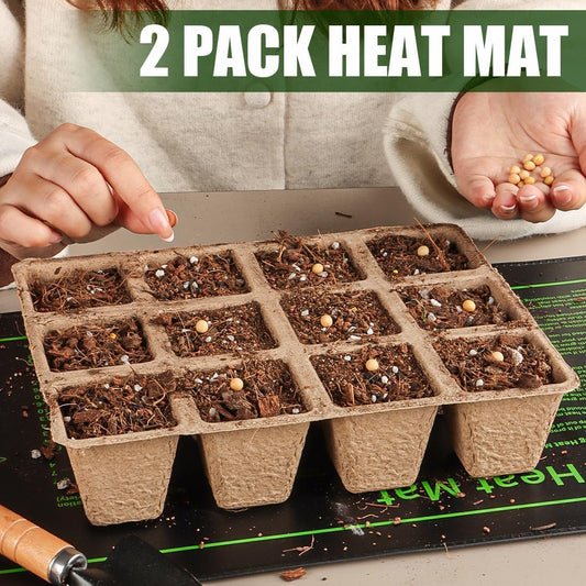 2 Pack Graphene Plant Heating Mat for 1020 Seedling Trays, 20W Waterproof Heating Pads for Seeds Germination and Microgreen Trays Thick and Reusable Gardening Gifts
