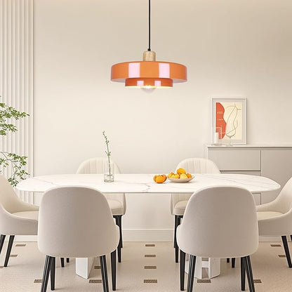 Pendant Light Vintage Light Fixtures, Metal Pendant Lights Kitchen Island, Modern Chandelier Pendant Shade Orange Light Fixture for Bedroom Hotel Dining Room Living Room Kitchen