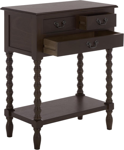 SAFAVIEH Furniture - Athena 3-Drawer Console Table - Dark Chocolate - Solid Wood - Farmhouse Classic Design - Ideal for Entryway, Living Room, Hallway, 23.5" W x 13" D x 29.5" H (CNS5703D)