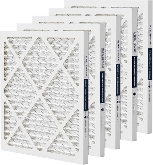 HEPA 500 Air Scrubber Filter Compatible with Mounto AF500 Drieaz HEPA 500 BlueDri AS550, 16x16x1" Pre-Filter 5 Pack, Easy Install Shield Small Dust Particles for Months