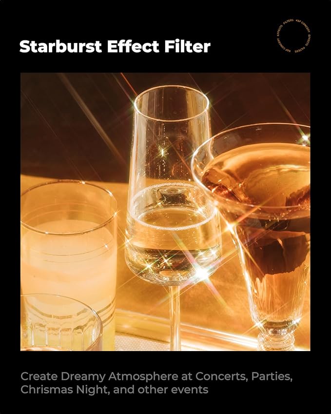 K&F CONCEPT 58mm Variable Star Filter Cross Screen Starburst Filter 4, 8 Points -18 Layer Coating Ultra Slim Optical Glas Camera Lens Filter with 3 Cleaning Cloth