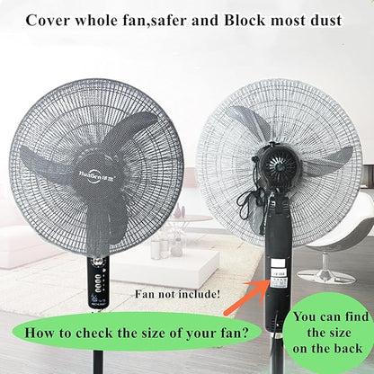 2 Pack-18" Fan Safety Protection Cover,Kid Children Finger Protect Fan Net Guard,Washable Pedestal Fans Dustproof Covers,Summer Fans Safety Dust Covers for Parents of Toddlers(1pcs/Black+1pcs/White)