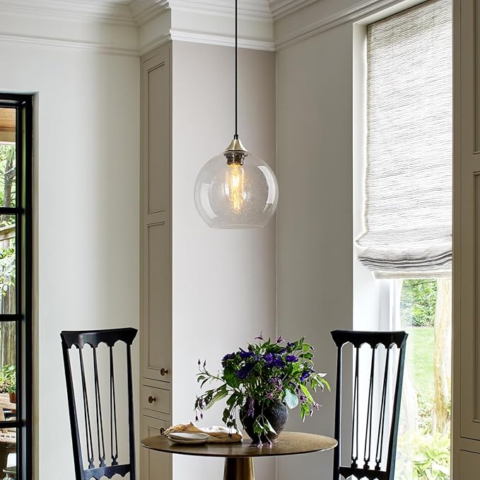 Modern Pendant Light Fixture, Clear Glass, 7.87in, Kitchen Island, Living Dining Room, 3-Pack