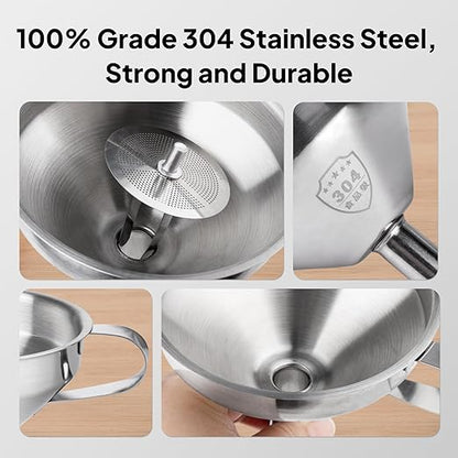 ELEGOO 3D Stainless Steel Funnel, Metal Funnel with Filter and Brush, Used for Filtering and Splash Prevention of 3D Printer Resin