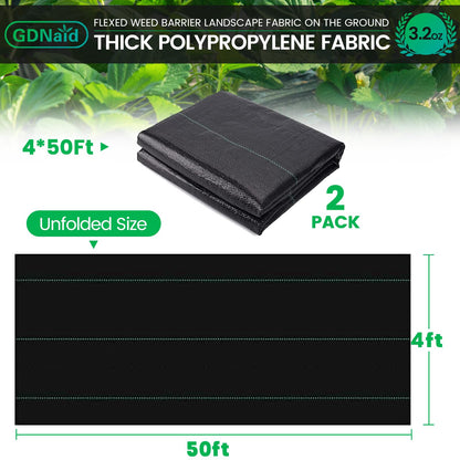 GDNaid 4ftx100ft Weed Barrier Landscape Fabric Heavy Duty, 3.2oz Weed Barrier Fabric, Easy Setup Woven Garden Weed Fabric Landscaping Fabric