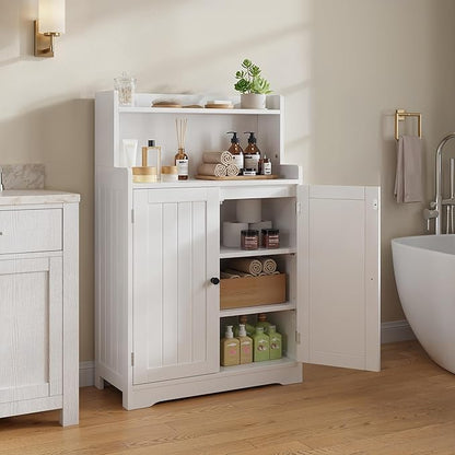 Gizoon 40" H Bathroom Storage Cabinet, Freestanding Organizer with 2 Doors, 2 Adjustable Shelves, Floor Pantry Cabinet for Dining Room, Kitchen, Living Room, Hallway, White