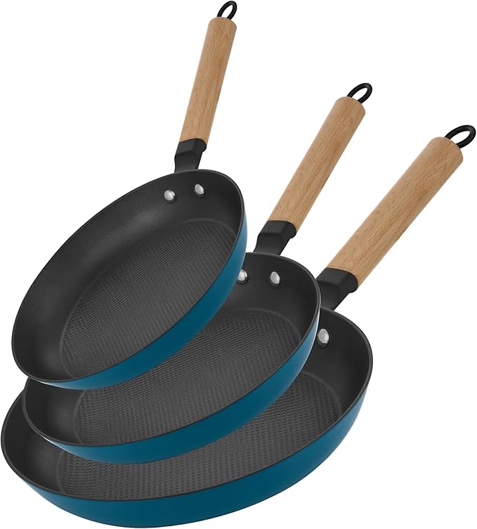 YUTANN Nonstick Frying Pan Set, 8" 10" 12" Ceramic Frying Pans, Pre-seasoned Cast Iron Pan Cookware Set with Removable Handle, Dishwasher Safe, Free of PFAS & PFOA, Compatible with All Stovetops