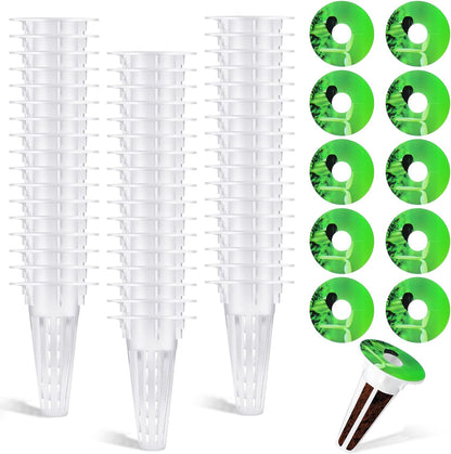 Cunhill 100 Pcs Hydroponic Growing Kit Include 50 Pcs Plant Replacement Basket Containers and 50 Pcs Seed Pot Label Compatible with Hydroponic Growing System(0.5 Inch,White)