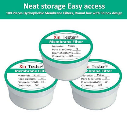 Xin Tester 100 Pieces Nylon Disc Membrane Filters, 50 mm Diameter, 10µm Pore Size