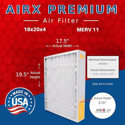AIRX FILTERS WICKED CLEAN AIR. 18x20x4 Air Filter MERV 11 Electrostatic Pleated Air Conditioner Filter 6 Pack HVAC AC Furnace Filters