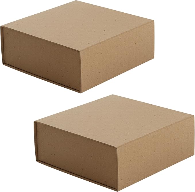 CECOBOX - Gift Boxes with Lids for Presents 6"x6"x2.75" - Matte, Collapsible Magnetic Closure Gift Box - Groomsmen & Bridesmaid Proposal Boxes, Wedding, PR, Birthdays, Holidays (Kraft)
