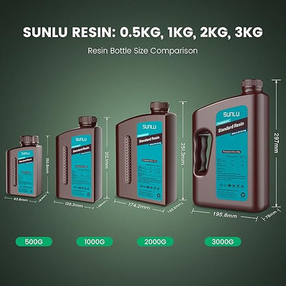 SUNLU 3D Printer Resin 2kg, Fast Curing Standard 3D Resin for Most Resin 3D Printers, 395 to 405nm UV Curing 3D Printing Liquid Photopolymer Resin, Low Shrinkage and High Precision, 2000g, Clear Red