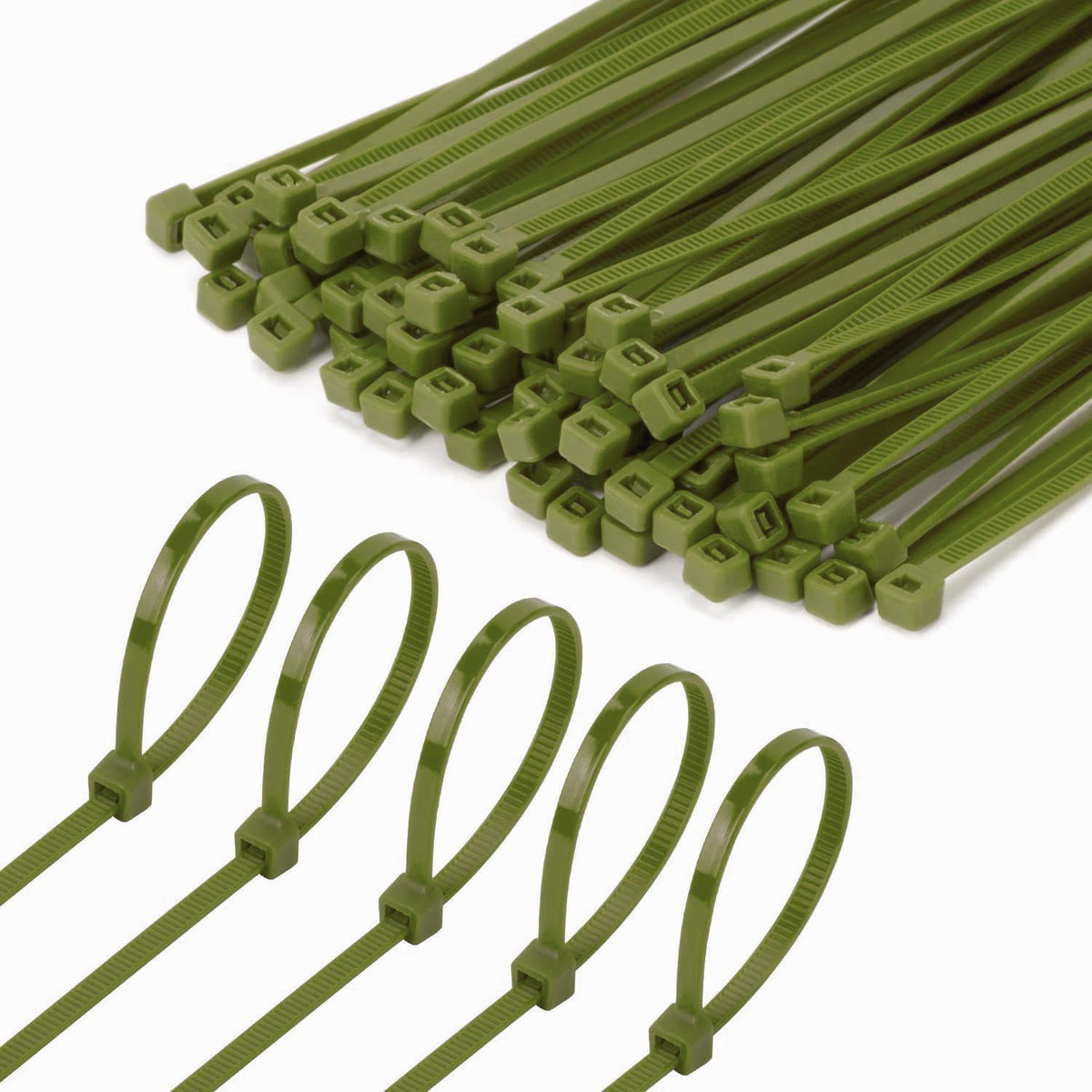 8 Inch Army Green Zip Tie 1000 PCS, 40 Lbs - Small to Medium Zip Tie, Nylon PA66 UV Resistant Cable Tie Heavy Duty for Indoor and Outdoor Use - Ideal for bundling and securing objects