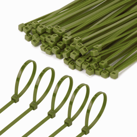 8 Inch Army Green Zip Tie 1000 PCS, 40 Lbs - Small to Medium Zip Tie, Nylon PA66 UV Resistant Cable Tie Heavy Duty for Indoor and Outdoor Use - Ideal for bundling and securing objects