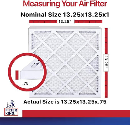 Filter King 13.25x13.25x1 Air Filter | 6-PACK | MERV 11 HVAC Pleated A/C Furnace Filters | MADE IN USA | Actual Size: 13.25 x 13.25 x .75"