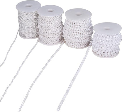 8mm Crafts Faux Pearl Beads Garland Pearl Bead Roll Strand of Pearls to Decorate Floral Centerpieces Wedding Party Favor Christmas Tree(33 Feet White)