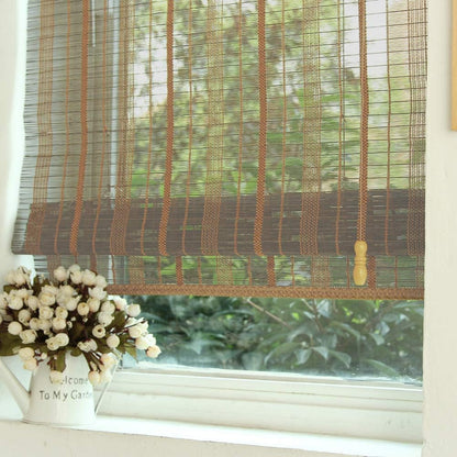 LETAU Wood Window Roman Shades, Bamboo Light Filtering Window Blinds for Outdoor Garden, Patio, Arbor, Porch, Pattern 7
