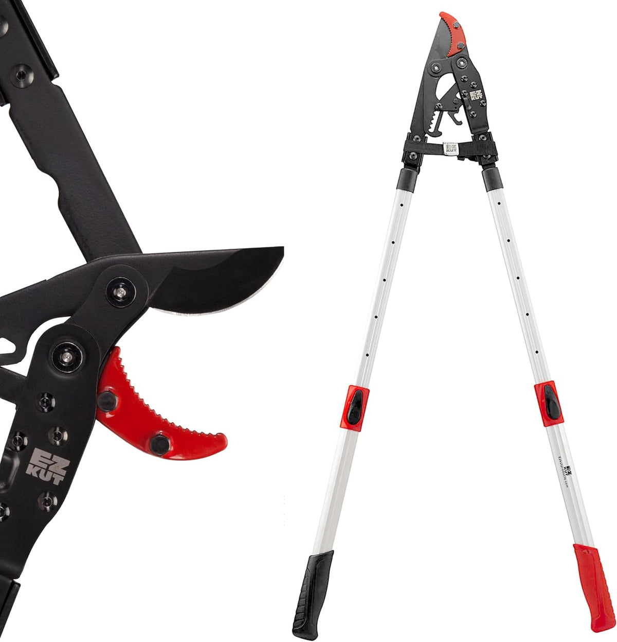 EZ Kut G2 Tree Trimmer Ratcheting Branch Cutter. Heavy Duty Branch Cutter. 42 inch Extendable Anvil Hand Loppers. Tree Pruner Trusted Since 1988. Chops Thick Branches with Ease.