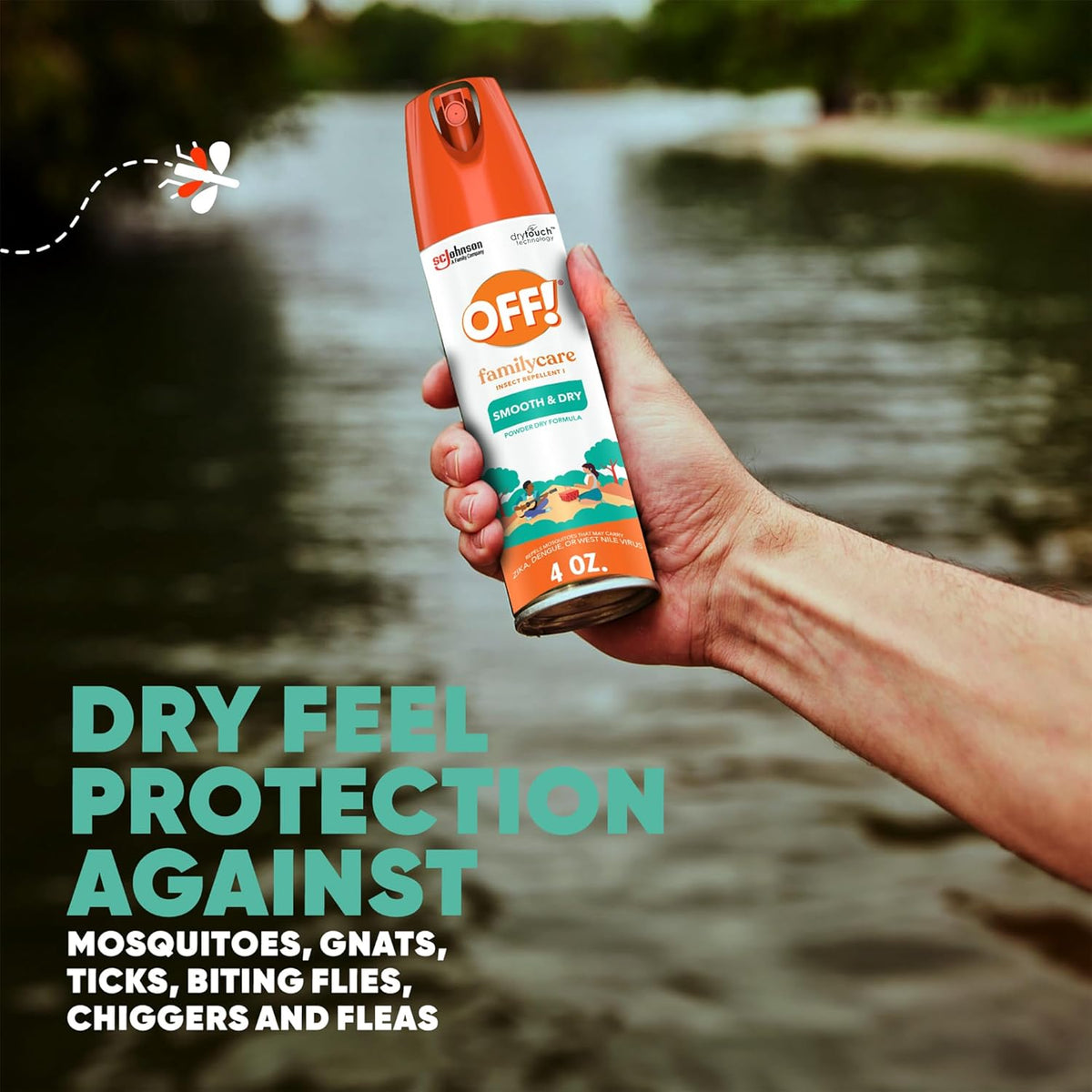 OFF! FamilyCare Insect & Mosquito Repellent Aerosol, Smooth and Dry Formula Bug Spray, Provides up to 6 Hours of Protection, 4 oz