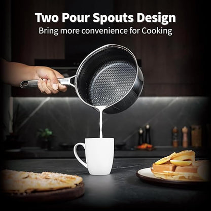 Hybrid Nonstick Cookware Set,Stainless Steel 12 Inch Frying Pan & 2QT Saucepan with Steamer Basket,3 PCS Silicone Kitchen Utensils Set