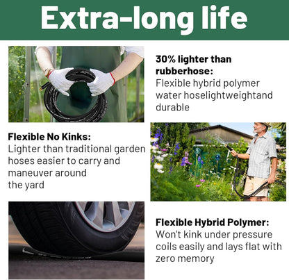 Short Garden Hose 5 ft x 5/8 in Male to Female Heavy Duty Small Water Hose Extend Connector, Lightweight Rubber Hybrid Leader Hose, Leak-Free Connections, BT5B, Black