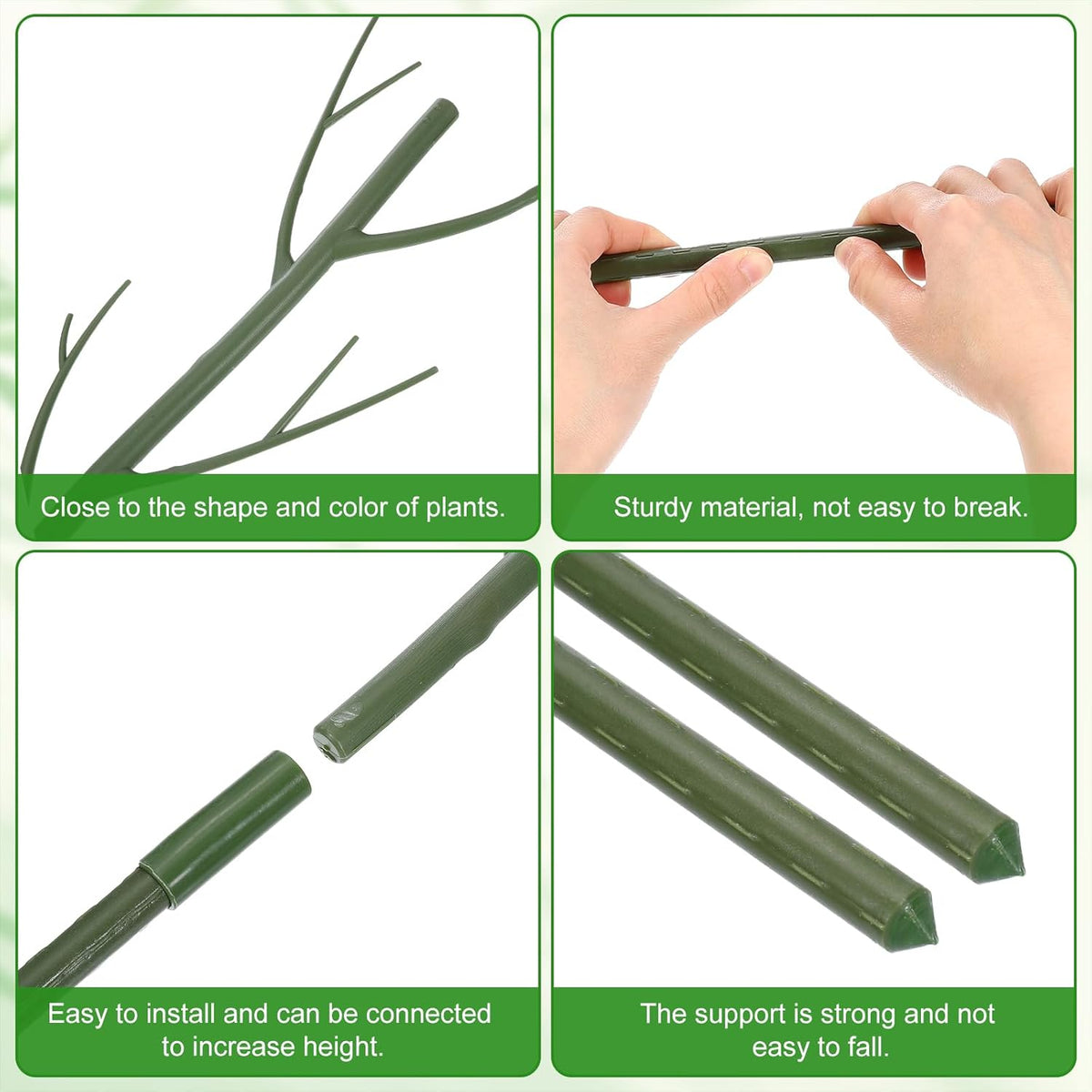 uxcell 4 Pcs Plant Support Stakes, 27.5" Twig Plant Stem Support Structures Garden Branches Plants Supports for House Potted Monstera Plants, Brown