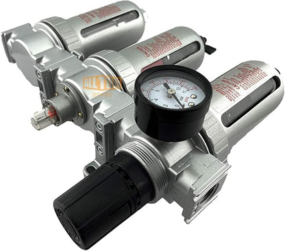 1/4" NPT MID FLOW Filter Regulator Coalescing Desiccant Dryer System For Compressed Air Lines, Poly Bowls, Great For Paint Spray And Plasma Cutter (AUTO DRAIN)