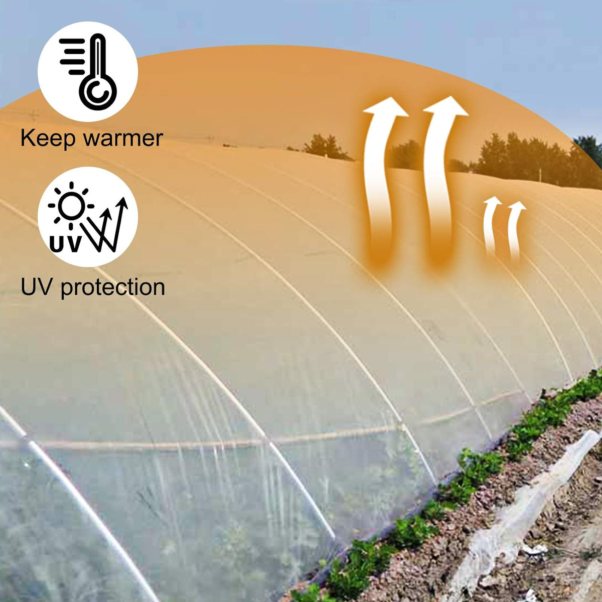 VEVOR Greenhouse Plastic Sheeting 10 x 25 ft, 6 Mil Thickness UV Resistant Clear Polyethylene Film, Hoop Green House Cover for Farms, Agriculture, Garden