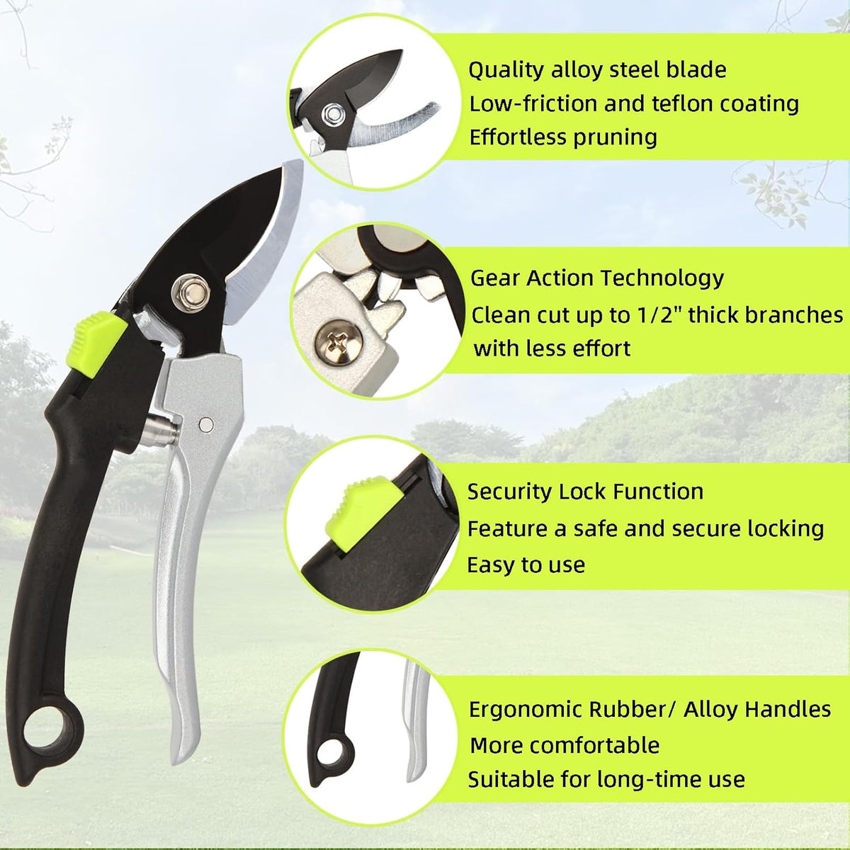 Loppers for Tree Trimming, Heavy Duty Branch Cutter Pruner with Gear Technology, Labor Saving Pruning Shears Gardening Tools Tree Clippers Tree Trimmer up to 1.3 Inch Clean Cut Capacity
