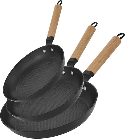 YUTANN Nonstick Frying Pan Set, 8" 10" 12" Ceramic Frying Pans, Pre-seasoned Cast Iron Pan Cookware Set with Removable Handle, Dishwasher Safe, Free of PFAS & PFOA, Compatible with All Stovetops