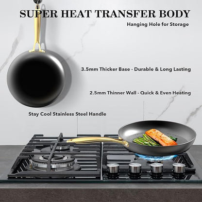 Non Stick Frying Pans – 10 Inch Honeycomb Skillet with Stay-Cool Stainless Steel Handle, Scratch Resistant, Induction Compatible Nonstick Frying Pan for Gas, Electric, Ceramic, Oven & Dishwasher Safe