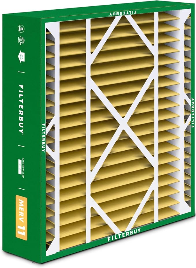 Filterbuy 21x21x5 Air Filter MERV 11 Superior Pet & Allergy Defense (2-Pack), Electrostatic Pleated HVAC AC Furnace Filters Replacement for Rheem, Ruud, & Protech (Actual Size: 20.63 x 20.63 x 4.38)