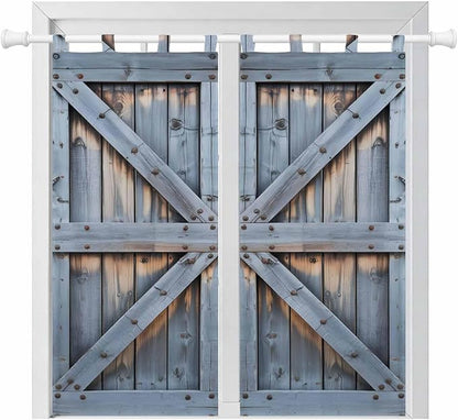 Farmhouse Wood Grain Bedroom Curtains 72 Inch Length, Window Curtains Tab Top, Vintage Country Barn Gate Textured Light Filtering Window Treatments Drapes 52"x72" 2 Panel