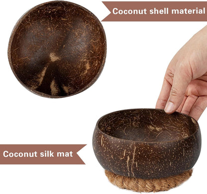 4 PCS Dough Bowl for Candle with Coconut Silk Base, Natural Coconut Shell Bowl Vintage Rustic Farmhouse Decor, Wood Candle Container for DIY Home Crafts Making Farmhouse Table Centerpiece